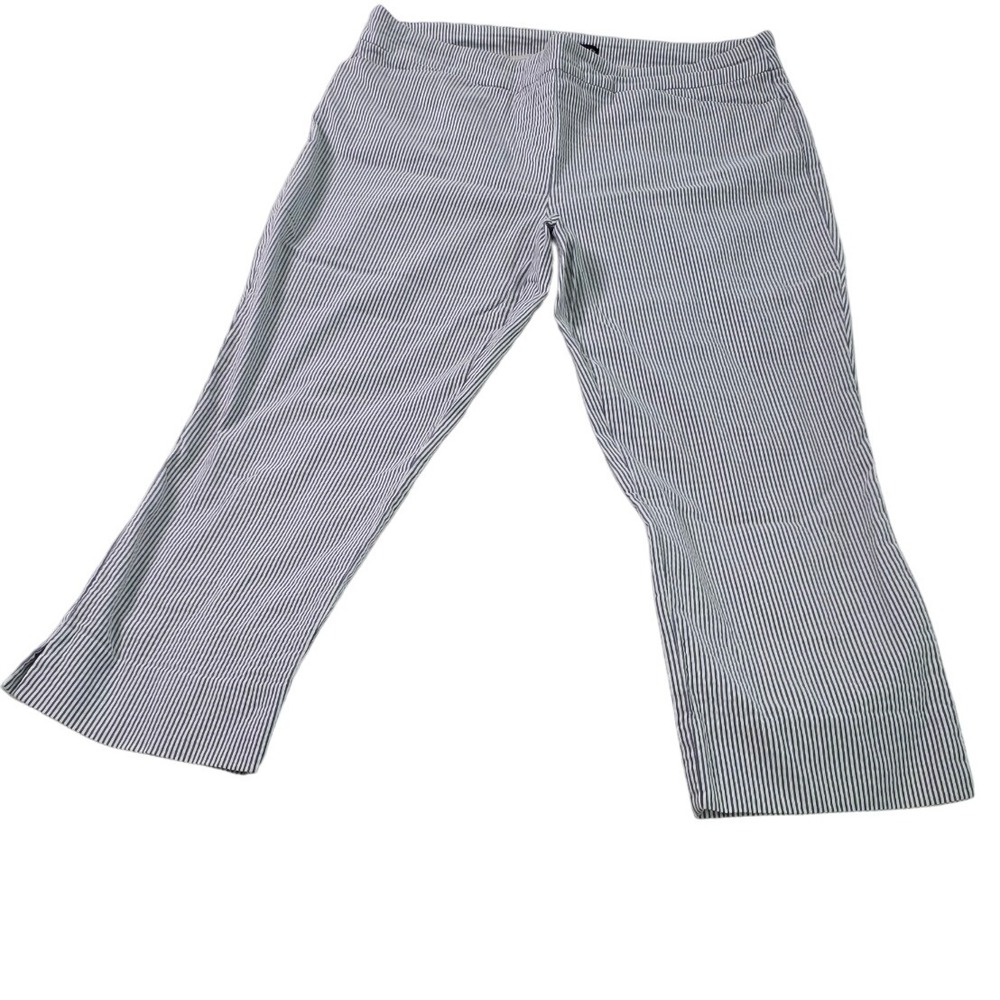 Hilary Radley Seersucker Cropped Pants Women's Size XL Striped
